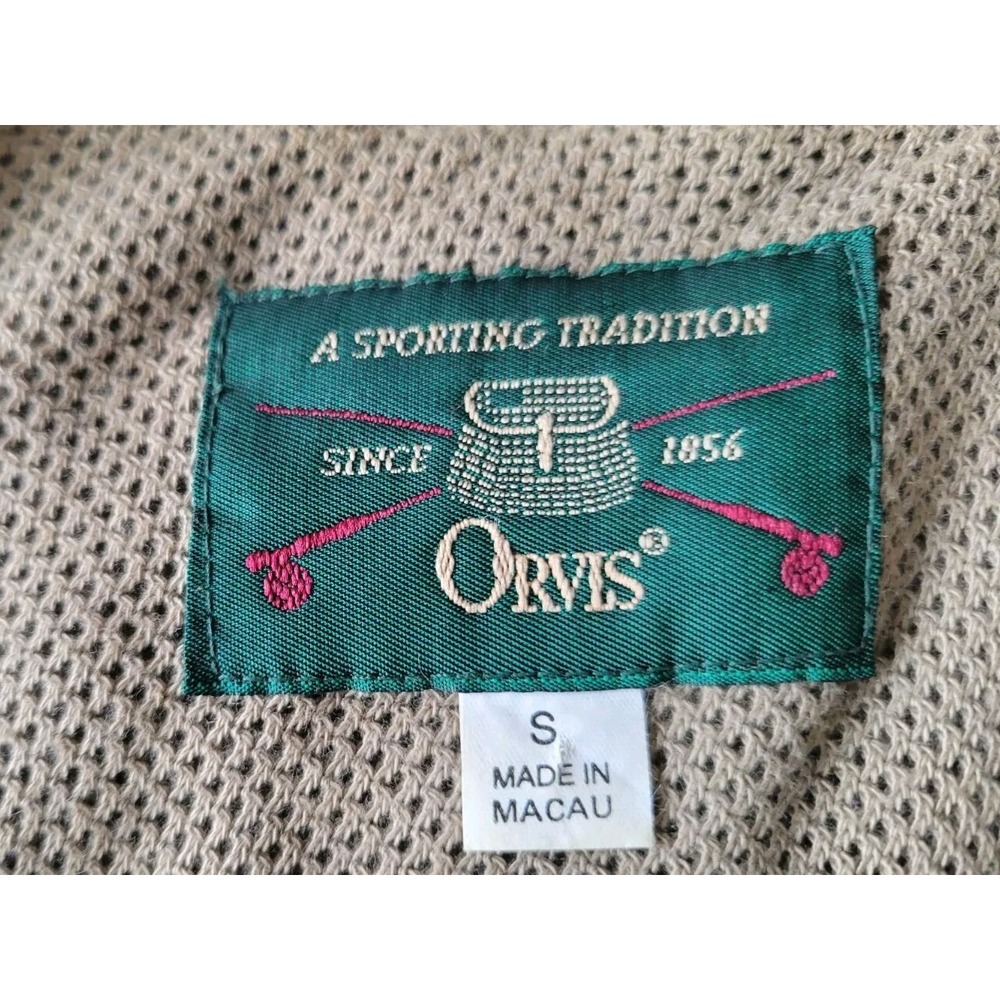 Vtg Orvis Mens Green Vest S Safari Hunting Fly Fishing Pockets Zip Vented 90s - Picture 10 of 13